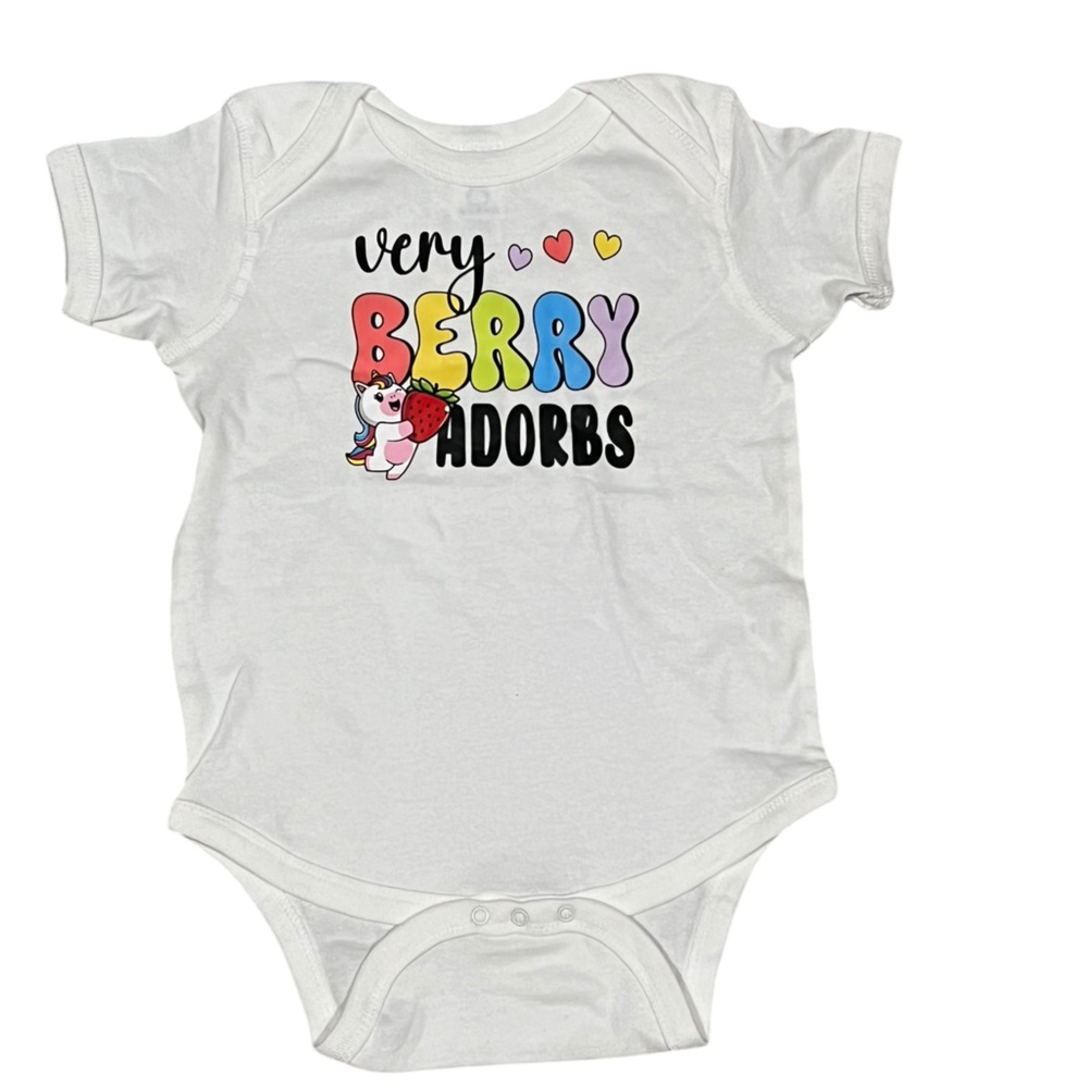 Very Berry Adorbs Unicorn Baby Onesie White Graphic Bodysuit 24 Months Handmade